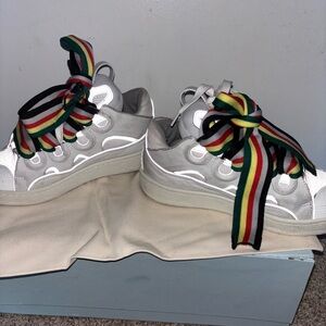 Lanvin Gray Sneakers with Multicolor Laces